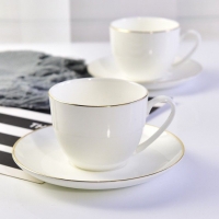 廠家批發陶瓷咖啡杯套裝 描金邊骨瓷咖啡杯歐式下午茶杯禮品