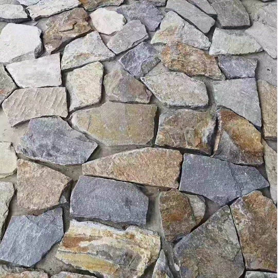 天然青石板碎拼石板岩文化石 园林公园路面铺地石 不规则片石-阿里巴巴