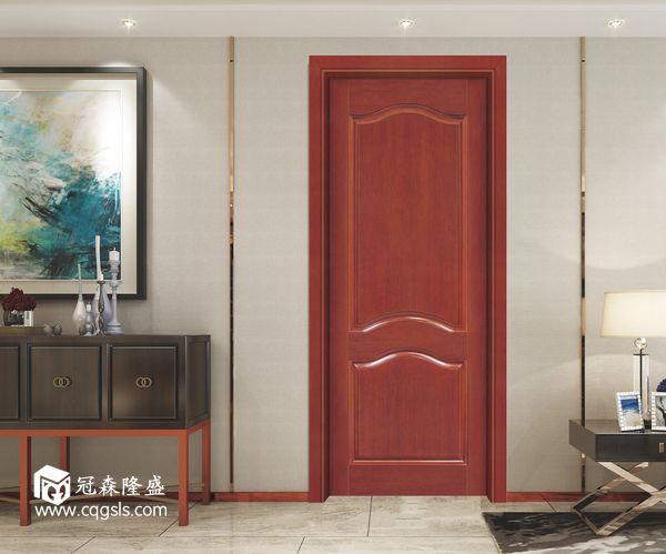 重庆冠森隆盛木门:红色木门场景图展示 北欧 圆弧凹槽