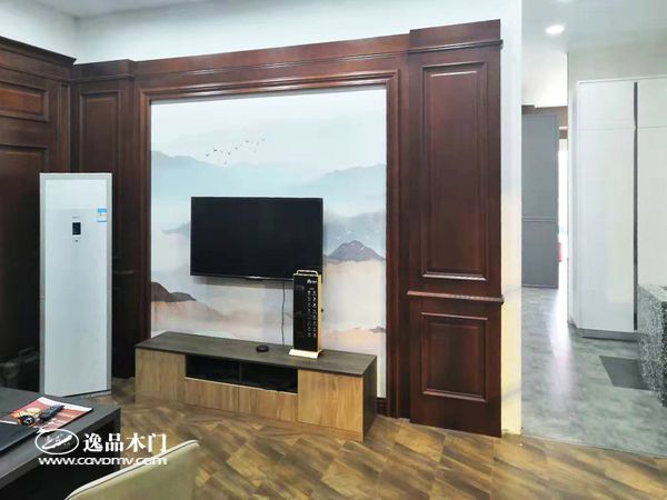重庆逸品木门银川专卖店电视背景墙
