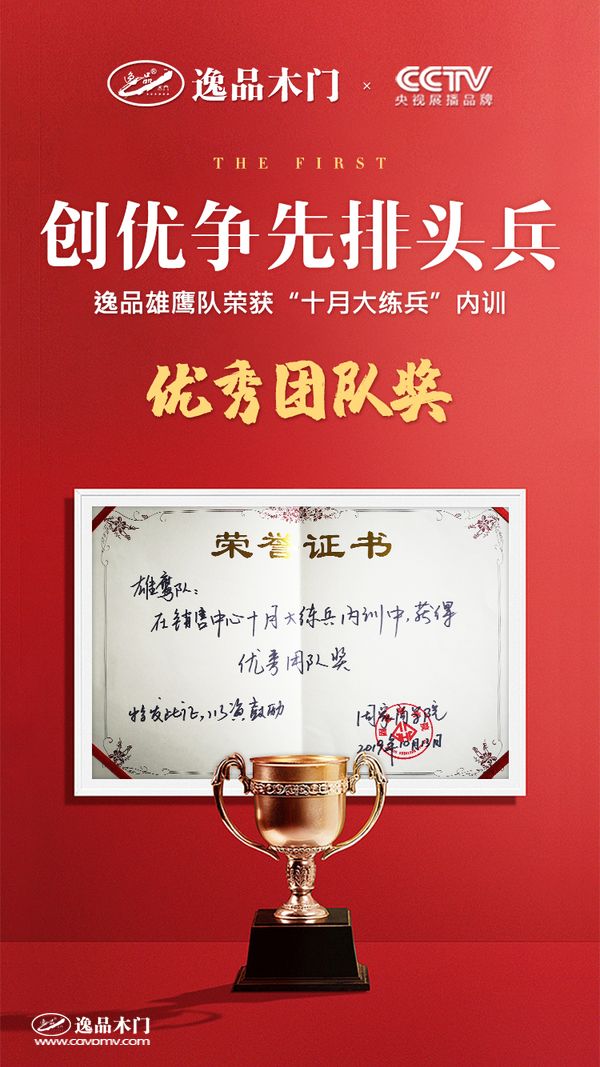 重庆逸品木门:“十月大练兵”培训 雄鹰队 优秀团队奖