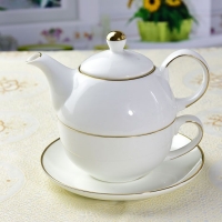 廠家批發陶瓷茶具套裝 母子壺金邊骨質瓷花茶壺禮品茶具