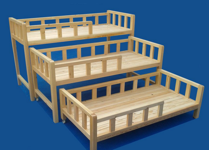 德陽幼兒園重疊床推拉床實木雙層床原木色定做