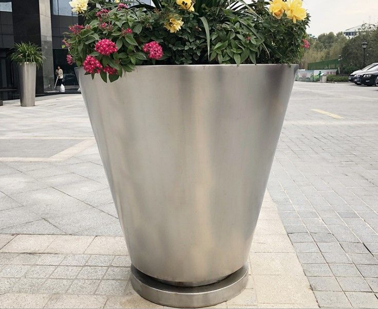 大型不锈钢花箱 创意不锈钢花箱 不锈钢圆筒花盆