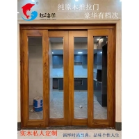 广东佛山红海豚原木门厂实木吊趟门采光玻璃门